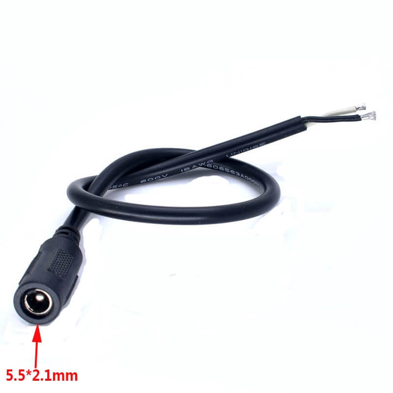 Elecbee DC Power Cable DC5.5*2.1mm Female Connector for Monitor 30cm Length 0.75mm2